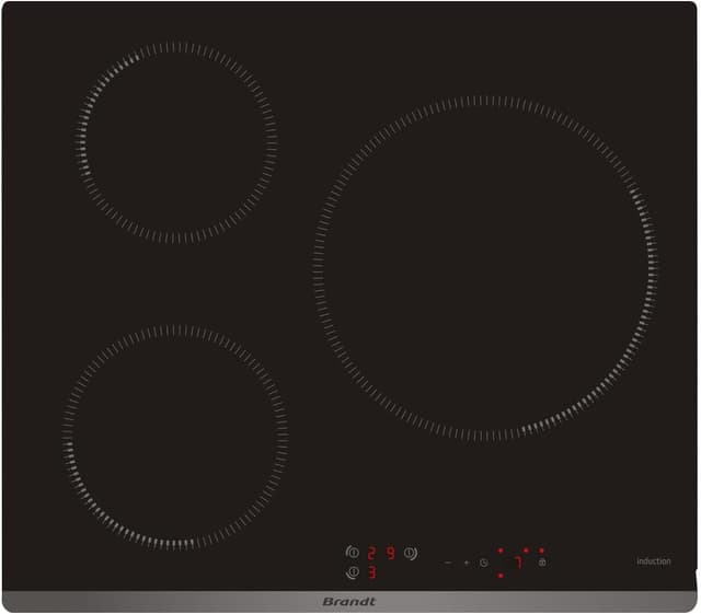 Brandt - BPI6315B - Plaque Induction - Table de Cuisson Encastrable - Noir - 3 Foyers - 7200W