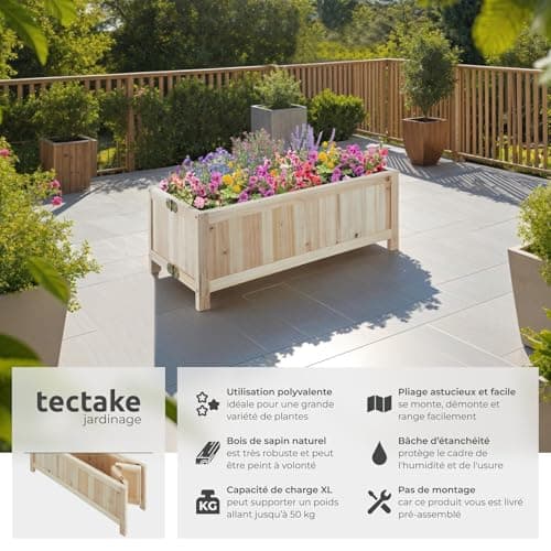 Potager TecTake Carré Bois Sapin 70x30x25 cm