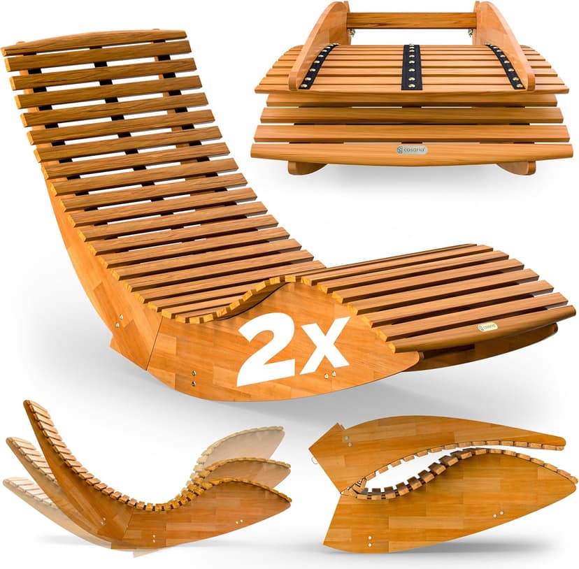 Chaise Longue Casaria - Bain de Soleil Pliable en Bois d'Acacia