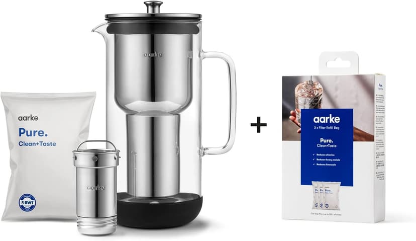 Carafe Filtrante Aarke Purifier 2.4L - Acier Inox & Verre
