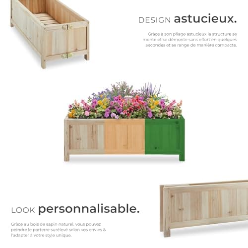 Potager TecTake Carré Bois Sapin 70x30x25 cm