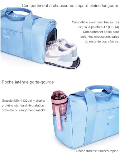 Sac Sport PHSYNI Femme 25L Bleu 19 Pouces